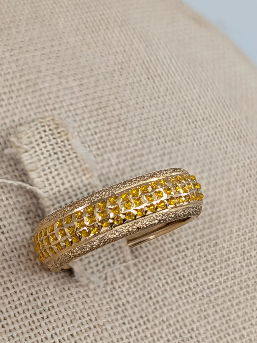 Vintage SLC Solid 14K Yellow Gold Pavé Eternity Band Sz 5.75
